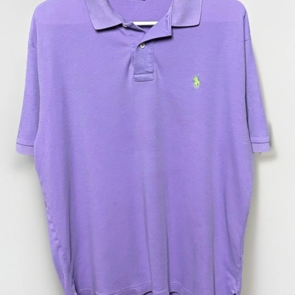 Polo Ralph Lauren Purple Polo Shirt Men’s L Green Pony Logo Classic Fit Y2K